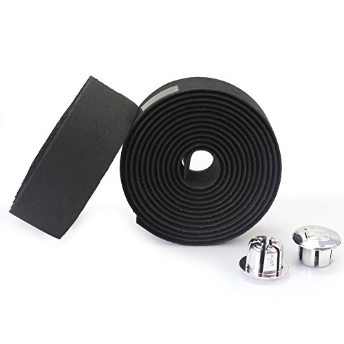 Des Mall 2 Fahrrad Radfahren Cork Lenker Tape Wrap mit 2 Bar Stecker Wasserdicht Schwarz