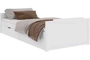 ‎VIDAXL vidaXL Rama łóżka z szufladami, biała, drewno sosnowe, 90 x 200 cm