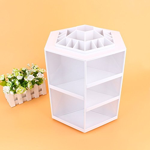 Bestland 360 Grad drehbar Make Up Organizer Sortierkasten Kosmetik Ständer Aufbewahrungbox (Weiß) - 6
