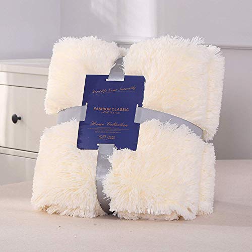 Topmail Thick Fluffy Blanket Throws Double Plush Bed Blankets Large Sofa Throws Warm Microfiber Soli