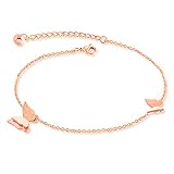 ♡Material: Acero Inoxidable Daesar Tobillera Mujer Tobillera Oro Rosa Tobillera de Acero Inoxidable Tobillera Mujer Tobillera Mariposa