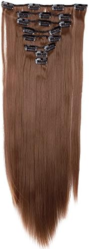 Vorcy 23" 8pcs Real Long Straight Full Head Clip in Hair Extensions Extension Sexy Lady Fashion Choice 14 Colours(Light Browm)