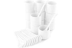 Holst Porzellan Lot de 12 coquetiers empilables en Porcelaine avec cuillère 24 pièces Blanc