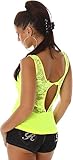  B[ ]X - Camiseta sin Mangas - Liso - para Mujer Amarillo Fluorescente 36