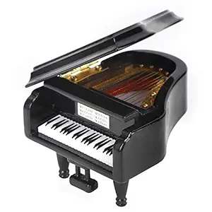 Mini Basswood Piano, Piano Music Box, Durable Musical Instrument Christmas Ornament Black Grand Piano Model for Christmas Valentine's Day Birthday