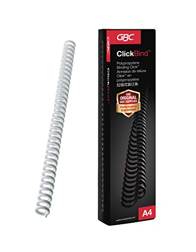 GBC ClickBind Canutillo Clic, 12 mm, 95 Hojas de Capacidad, A4, 34 Bucles, Blanco, 388057E