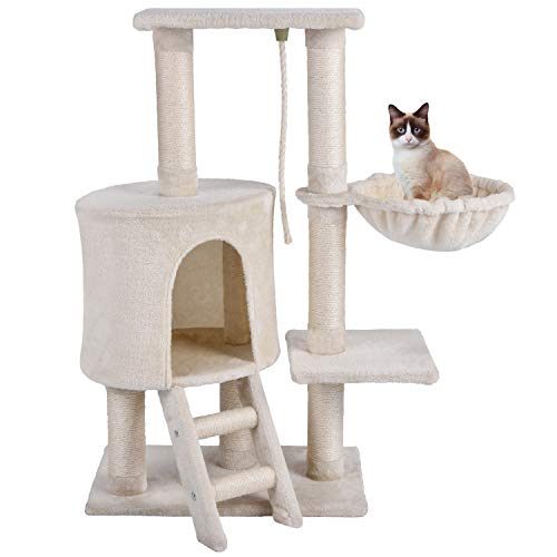 MC Star Árbol para Gato con Rascador Hamaca Plataformas Arañazo Juguete de Gatos de Sisal Natural 96cm, Beige