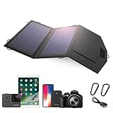 SOLKA Chargeur Solaire 5V 14W Panneau Solaire avec Deux Ports USB Résistant à l'eau Pliable pour Téléphones Mobiles Tablettes Power Bank et Camping Voyage