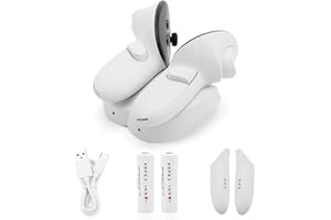 Fiorky Fast Charging Station 20W Fast Charging with LED Indicator Controller Charging Station Stand with 2 Rechargeable Batteries Dual Controller for Oculus/Meta"-"Quest 3 for Meta"-"Quest 3