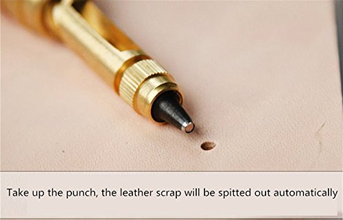 asentechuk® Holz Griff Automatische Schraube Locher Leder Gürtel Bohrmaschine Werkzeug mit 6 Lochpfeifen, Spitze - 5