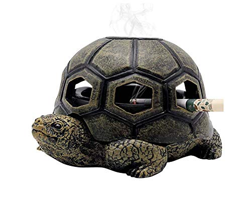 FTK Linda Resina Cenicero de Tortuga con Tapa Cenicero para Interiores Cenicero para Cigarrillos Titular de Cenizas Decoración para el Hogar Mesa de Centro de Regalo