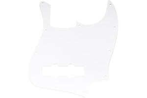 Musiclily 10 Fori J Bass Battipenna Pickguard per Basso Elettrico Fender American/Messicano Standard Jazz Bass, 1 strato Bianco