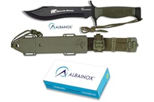 MARTINEZ ALBAINOX AB Cuchillo Supervivencia con funda incluida 18 cm para Caza, Pesca, Camping, Outdoor, Supervivencia y Bushcraft Albainox 31766 + Portabotellas de regalo