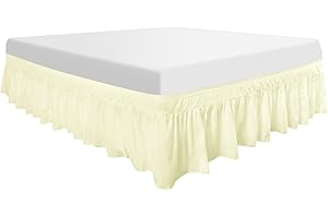 PiccoCasa Polyester Wrap Around Bed Skirt,Elastic Dust Ruffles Bedskirts,Fade & Wrinkle Resistant,No Lift Mattress,Three Fabric Sides with 16 Inch Drop Cream King