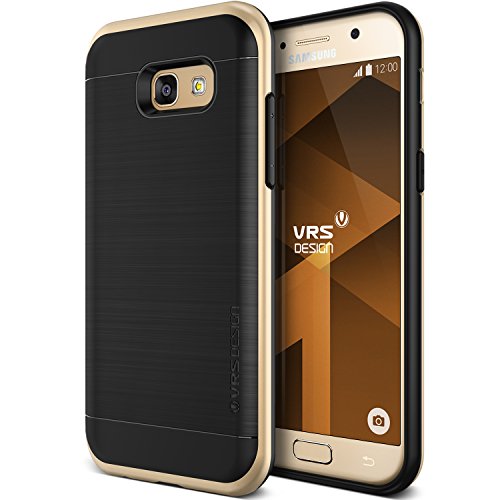 Samsung Galaxy A5  2017  m  vil  VRS   Tel  fono M  vil  Negro   Oro  doppelschichter Premium de protecci  n Silicona Dise  o y PC Case Dual Layer TPU Bumper Funda Carcasa  High Pro Shield  para Samsung Galaxy A5  2017