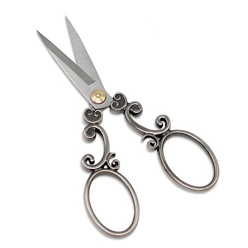 Psmgoods® Vintage Antik Edelstahl Kreuzstich Antik Nähen Schere Scheren Old Style Look Bronze DIY (Scissor 2R Black Silver)