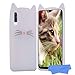 Produktbild HopMore Kompatibel mit Samsung Galaxy A50 2019 Silikon Hülle 3D Kawaii Kätzchen Tier Muster Stoßfest Galaxy A50 Handyhülle Schutzhülle Dünn Slim Case Cover - Weiße Katze