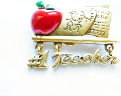 Danecraft Gold - Plated Number 1 Elementary School Teacher Pin Brooch