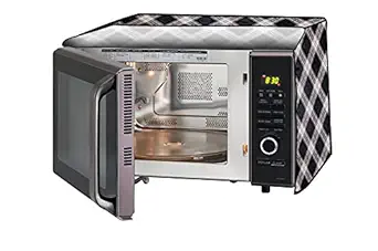 Stylista Microwave Oven Cover for Borosil Prima 30 Liter 1500 Watt Convection Oven Toaster Griller (OTG) Checkered Pattern Cream