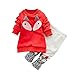 Hirolan Kleinkind Sweatshirt Outfits Baby Junge Mädchen Fuchs Drucken Lange Ärmel Plus Kaschmir Lange Hülse Top + Hosen Set Kleider (110cm, Orange)