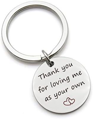 Thank you for loving me as your own mother father Gift step mom dad Gift wedding Stainless Steel Keychain Key Ring