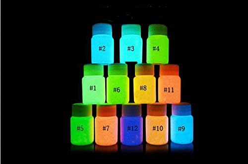 JIASTONE Colorful Fluorescent Super Bright Particles Shine Bright Pigment self-luminous powder, night luminous pigments, neon Pigment, UV blacklight colored powder, dry chemical glowing pigments 10g