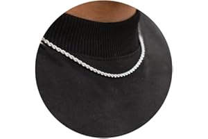 RANKEEF Collar de Cadena Trenzada para Hombres 2/3/4mm - Collar de Plata 18/20/22 Pulgadas - Cadena resistente al agua, robusta y brillante con diseño de cuerda retorcida