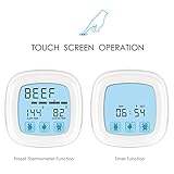 AMIR Grillthermometer, Bratenthermometer Digital, BBQ Grill Thermometer, Touchscreen Ofenthermometer mit Zeitmesser, 8 voreingestellten Temperaturen und Sonden für das Indoor/Outdoor Grill, Backofen - 