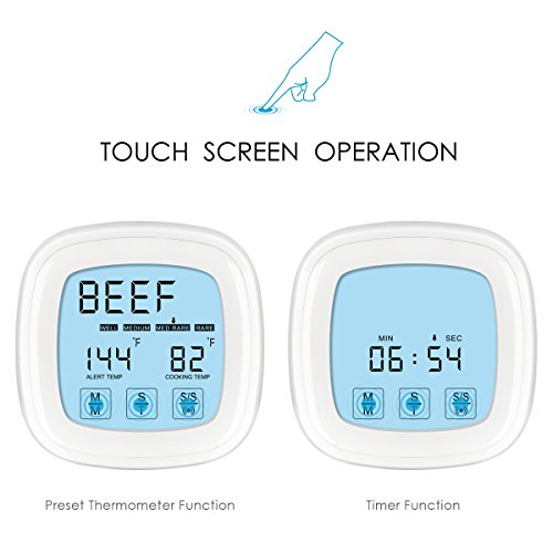 Amir KA9 Grillthermometer (Digital, Touchscreen, geeignet für Ofenthermometer BBQ Temperaturen) weiß - 4