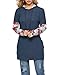 Produktbild Swallowuk Hoodie Damen Langarm Bluse Tops Kapuze Sweatshirt Pullover Kleid Drucken Kapuzenpullover Jumper Langarmshirt (XL, Marine)
