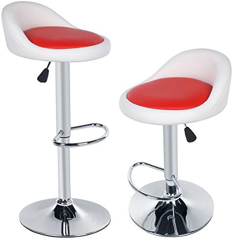 Qulista 2 Pcs Bar Stools Variable Height Gas Lift With 360 Swivel Encompassing Armrests Padded Faux Leather Seat Breakfast Bar Stools Bar Chairs (UK STOCK)
