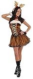 erdbeerloft - Damen Mädchen Ladylike Rentierkostüm als Kleid, Braun, Größe M