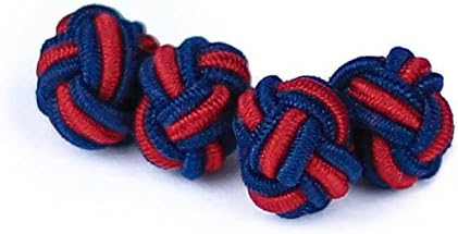 Silk Knot Cufflinks Knot Blue/Red/Fabric Silk Knot Handmade for any Shirt with Cuff Collar Wedding