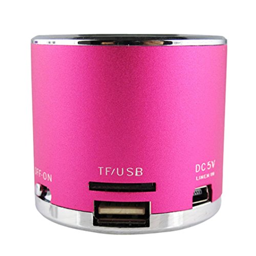 Malloom&reg; Reproductor MP3 TF tarjeta Micro SD Wireless USB Radio FM Mini Altavoz port&aacute;til (rosa caliente)