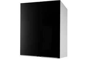 berlioz creations sas Mueble Alto de Cocina 2 Puertas 60 cm, Madera de ingeniería, Negro Mate, 60 x 34 x 70