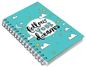 AccuPrints Hard bound A5 (6 by 9 inch) wiro Notebook Diary Ruled 200 pages with 12 habit development pages for personal and office use. Theme - Follow your dream & motivation
