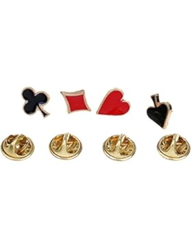 MagiDeal 4x Poker Brosche Anstecknadel für Kragen Collar Anzug Hemd Kragen Pin