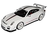 Fahrzeug ist ca 25 cm lang Porsche 911 997 GT3 RS 4.0 Coupe Weiss 2004-2012 1/18 Bburago Modell Auto mit individiuellem Wunschkennzeichen