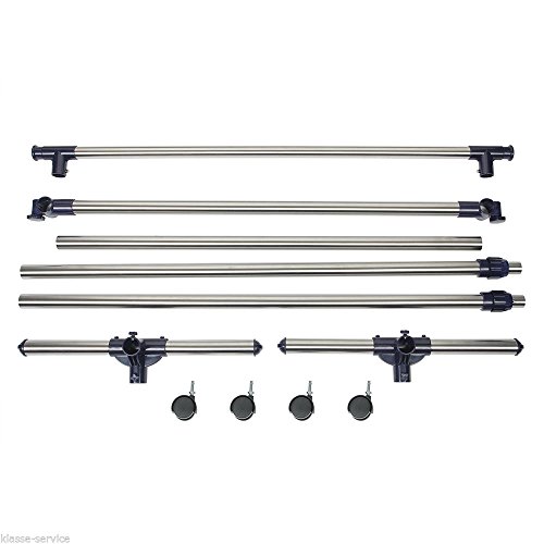 Kronenburg Kleiderständer Doppelstock – Garderobenständer mit Rollen – Höhenverstellbar von 113 bis 198 cm in Blau - 6