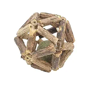 Goofy Tails Compressed Catnip and Silvervine Toys for Cats | Compressed Catnip Ball in Silvervine Polygon Shell | Teething and Chew Toy for Cats