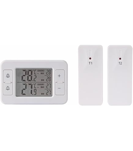 Ankilo koelkastthermometer, akoestische alarmfuncties, 4,5 inch LCD- kleurenscherm met 2 draadloze sensoren voor koelkast/vriezer, ℃/℉, voor huishoudelijk gebruik en restaurants
