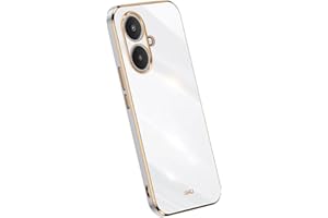 Topme Funda de Silicona para Redmi 13C 5G / Redmi 13R 5G (6.74" Inches), [ Carcasa Case de Teléfono Estilo Borde Dorado] - Blanco