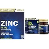 Nutraxin Vitals Zinc 15 mg 100 Tablet Takviye Edici Gıda ve Nutraxin Vitals D3 Vitamin 1000 IU 25 mcg 120 Tablet Takviye Edic
