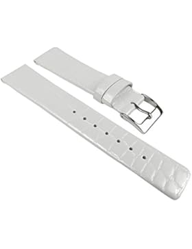 Ersatzband Uhrenarmband Leder Band Weiß, glänzend mit Kroko Prägung 25267S, Stegbreite:20mm