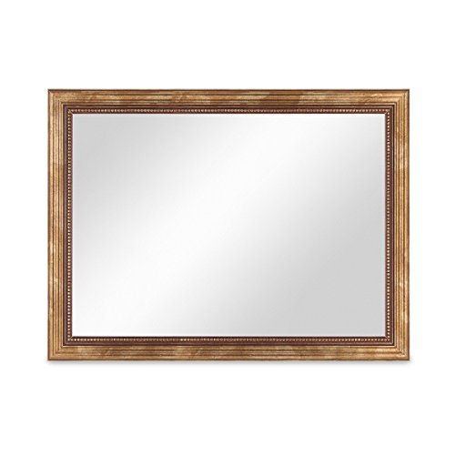 Wand-Spiegel ca. 36×46 cm im Massivholz-Rahmen Barock-Stil Antik Gold / Spiegelfläche 30×40 cm - 6