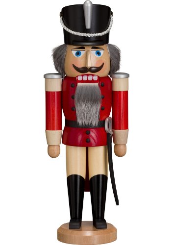Seiffener Volkskunst Nussknacker "Husar" rot ca. 37 cm Esche lasiert, Erzgebirgskunst, Weihnachtsdeko Nußknacker Weihnachten