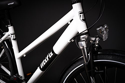 28″ Zoll Alu Damen Fahrrad MIFA Shimano 21 Gang Scheibenbremsen Nabendynamo weiss - 4
