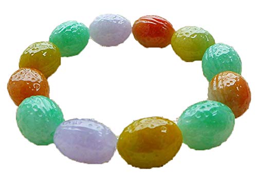ZHIBO Bracelet en jadéite 100% Naturel Certifié Grade A Vert/Violet/doré Rouge