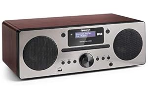 AUNA Poste Radio Numérique Portable, Mini Chaine HiFi, Dab/Dab+/FM, Streaming, Stéréo LED, Écran LCD, MP3, AUX, USD, Alarme Réveil, Lecteur CD Alimentée au Secteur