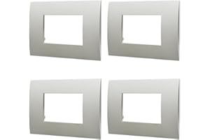 ZOREI 4 Pezzi Placca Compatibile Con Vimar Arke, Placche In Plastica (3 Posti/Moduli,Silver)